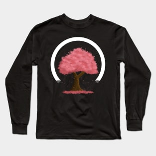 Simple Cherry Blossom Tree With Falling Leaves Long Sleeve T-Shirt